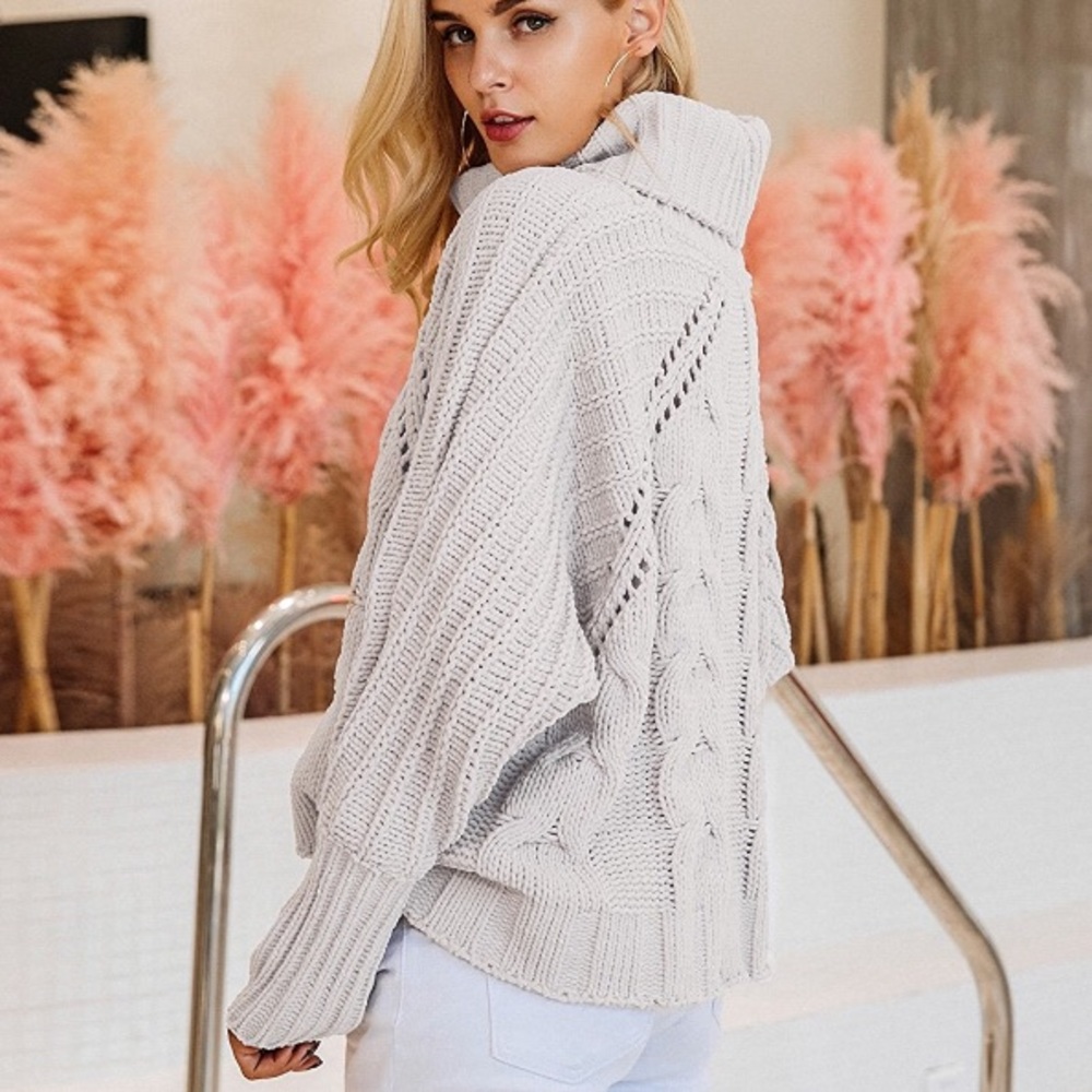 💥 LAST ONE Chunky Knit Turtleneck Sweater Putty - Picture 3 of 6